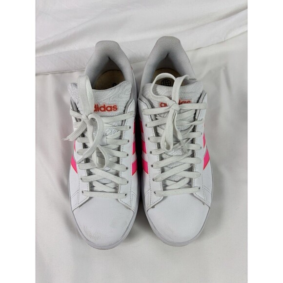 Adidas Grand Court 2.0 Sneakers White Lucid Pink Bright Red Size 8 Low Top - Picture 3 of 14